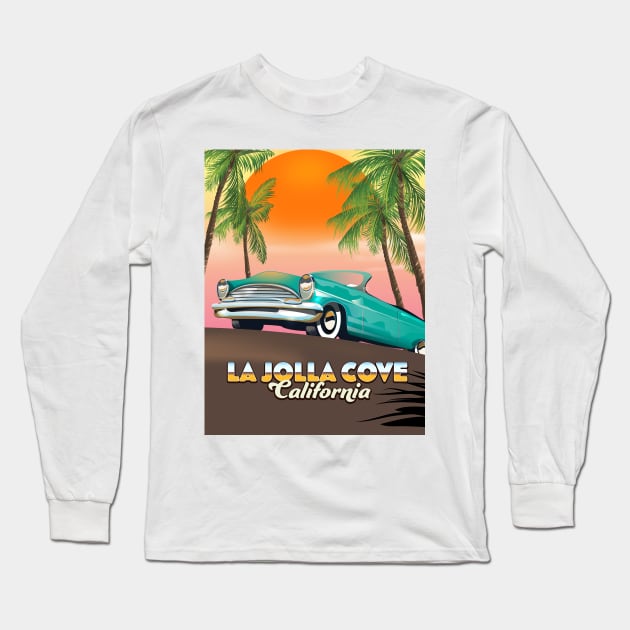La Jolla Cove California travel poster Long Sleeve T-Shirt by nickemporium1